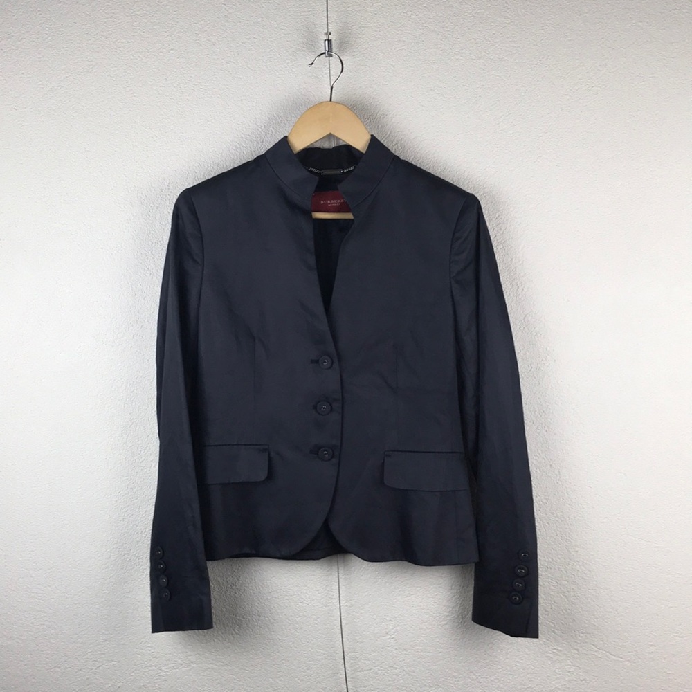 Burberry London l 40 Classic Tailored Navy Blue Button-Down Preppy Blazer Jacket